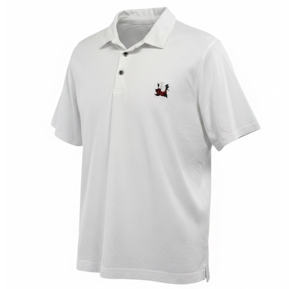 Robert Graham Mens White Cotton Rose Logo Polo Shirt Sz 3XL Classic Fit  (T37)
